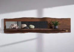 Étagère Murale 191x22 Acacia Laqué Brun Miroir Inclu PURE ACACIA #204 9 Étagère Murale 191x22 Acacia Laqué Brun Miroir Inclu PURE ACACIA #204 -Massivmoebel24 09 350 886 2004 3