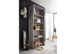 Étagère 81x45 Acacia Laqué Gris Taupe PURE ACACIA #408 -Massivmoebel24 09 350 886 4008 4