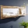 Étagère Murale 121x22 Acacia Laqué Bois Naturel Miroir Inclu PURE ACACIA #705