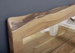 Étagère Murale 121x22 Acacia Laqué Bois Naturel Miroir Inclu PURE ACACIA #705 -Massivmoebel24 09 350 886 7005 4