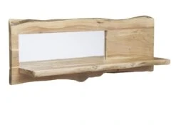 Étagère Murale 121x22 Acacia Laqué Bois Naturel Miroir Inclu PURE ACACIA #705 -Massivmoebel24 09 350 886 7005 9