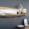 Étagère Murale 165x22 Acacia Laqué Bois Naturel Miroir Inclu PURE ACACIA #706
