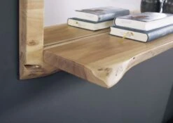 Étagère Murale 165x22 Acacia Laqué Bois Naturel Miroir Inclu PURE ACACIA #706 -Massivmoebel24 09 350 886 7006 4