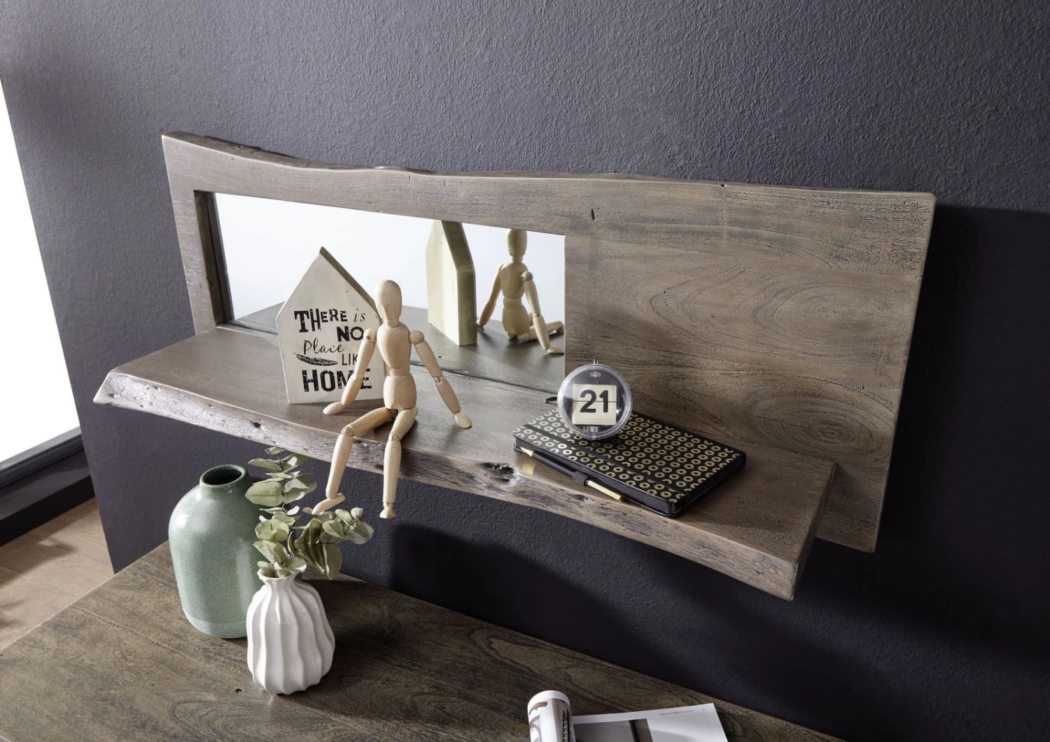 Étagère Murale 101x22 Acacia Laqué Gris Taupe PURE ACACIA #907 2 Étagère Murale 101x22 Acacia Laqué Gris Taupe PURE ACACIA #907 – Image 2