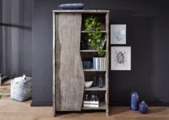 Étagère 105x45 Acacia Laqué Gris Taupe PURE ACACIA #910 -Massivmoebel24 09 350 886 9010 3