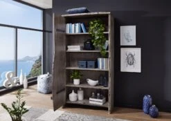 Étagère 105x45 Acacia Laqué Gris Taupe PURE ACACIA #910 -Massivmoebel24 09 350 886 9010 4