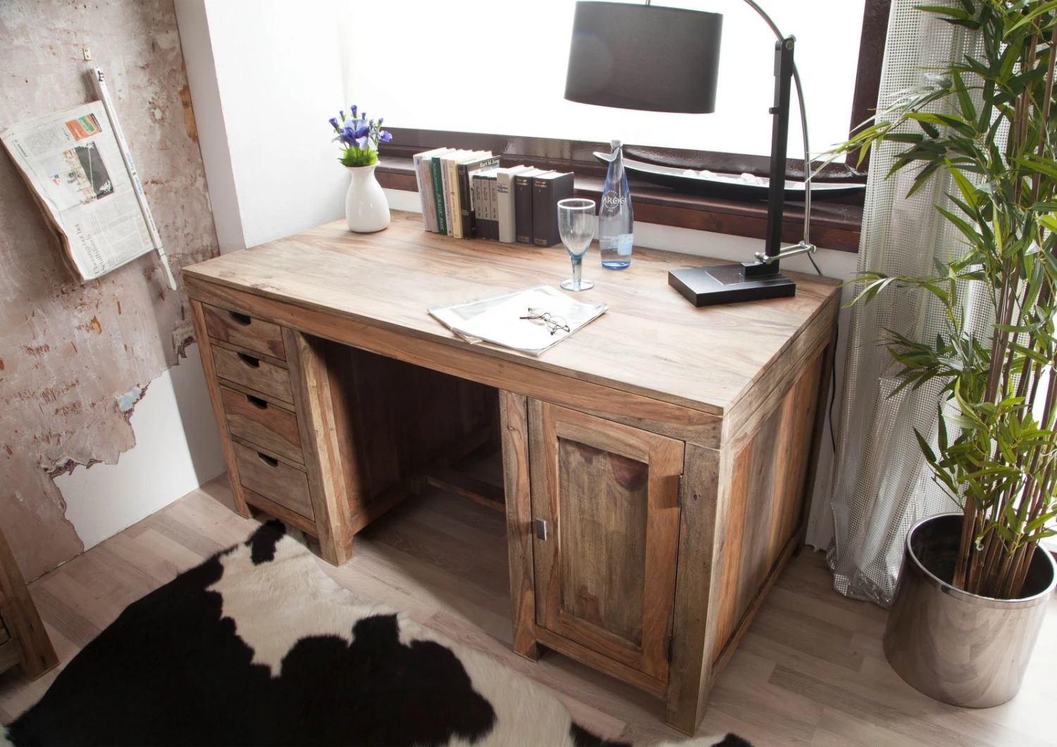 Bureau 150x75 Palissandre Huilé Gris Taupe NATURE GREY #70 2 Bureau 150x75 Palissandre Huilé Gris Taupe NATURE GREY #70 – Image 2