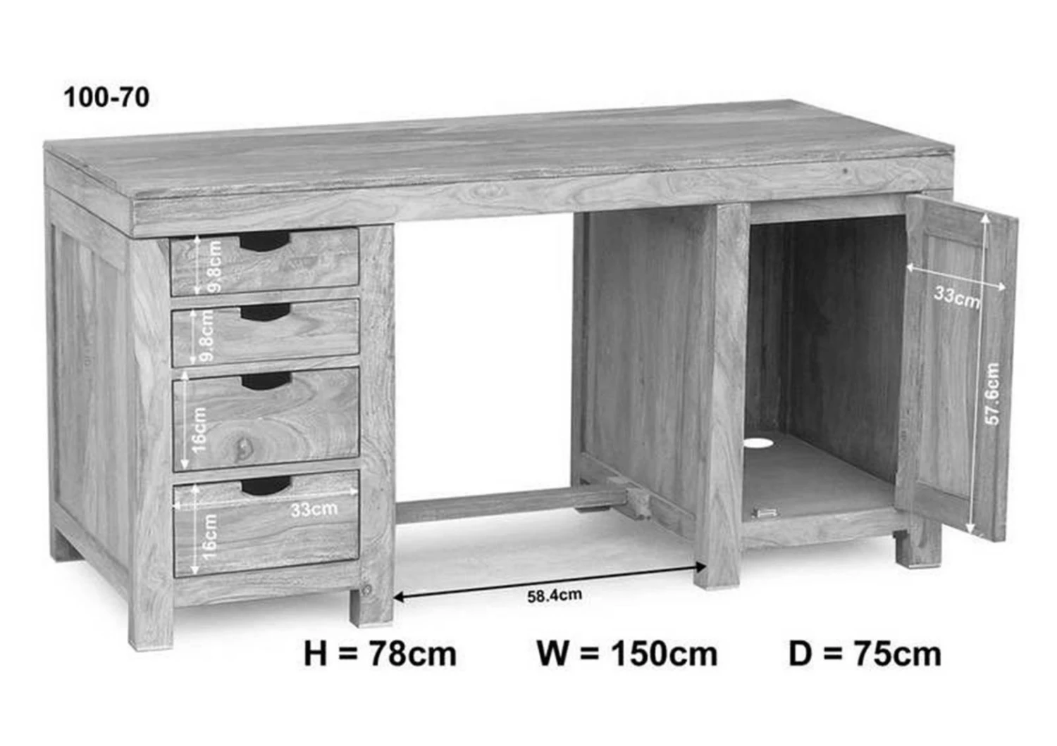 Bureau 150x75 Palissandre Huilé Gris Taupe NATURE GREY #70 7 Bureau 150x75 Palissandre Huilé Gris Taupe NATURE GREY #70 – Image 7