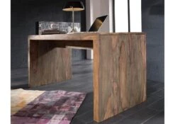 Bureau 148x75 Palissandre Huilé Gris Taupe NATURE GREY #710 -Massivmoebel24 09 360 550 1040 3