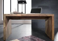 Bureau 148x75 Palissandre Huilé Gris Taupe NATURE GREY #710 -Massivmoebel24 09 360 550 1040 4