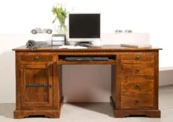 Bureau 158x54 Acacia Laqué Miel OXFORD #0522 -Massivmoebel24 09 360 610 0P18 3