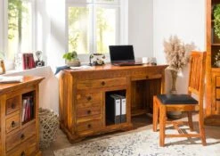 Bureau 140x64 Acacia Laqué Miel OXFORD #0511