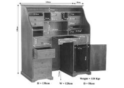 Secrétaire 128x58 Acacia Laqué Miel OXFORD #0516 -Massivmoebel24 09 360 610 0P39 8