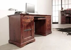 Bureau 158x54 Acacia Laqué Nougat OXFORD #522 -Massivmoebel24 09 360 620 0P18 4