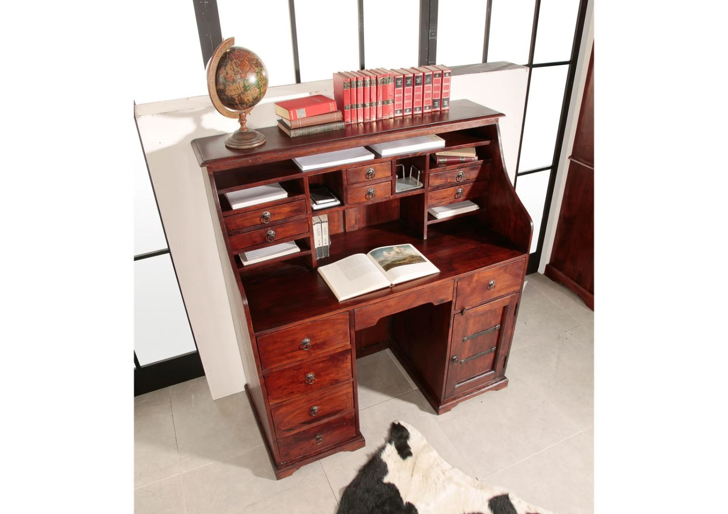 Secrétaire 128x58 Acacia Laqué Nougat OXFORD #516 4 Secrétaire 128x58 Acacia Laqué Nougat OXFORD #516 – Image 4