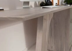 Bureau 160x80 Acacia Laqué Brun Crême TROMSO #003 -Massivmoebel24 09 360 697 1003 6