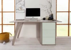 Bureau 160x80 Acacia Laqué Brun-Blanc TROMSO #103 -Massivmoebel24 09 360 697 2003 3