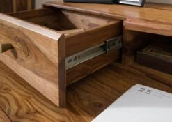 ANCONA #150 Bureau En Bois De Sheesham - Laqué / Marron 120x60x95 -Massivmoebel24 09 360 699 1017 06