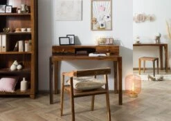 ANCONA #250 Bureau En Bois De Sheesham - Laqué / Brun Foncé 120x60x95