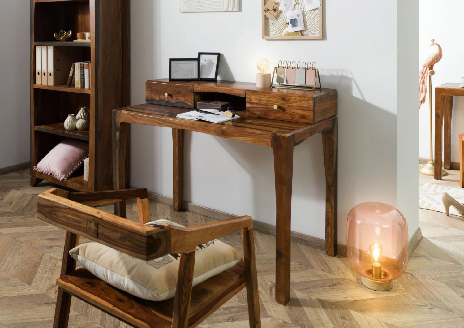 ANCONA #250 Bureau En Bois De Sheesham - Laqué / Brun Foncé 120x60x95 3 ANCONA #250 Bureau En Bois De Sheesham - Laqué / Brun Foncé 120x60x95 – Image 3