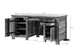 Bureau 170x70 Bois De Récupération Laqué Multicolore NATURE OF SPIRIT #61 -Massivmoebel24 09 360 700 5161 8