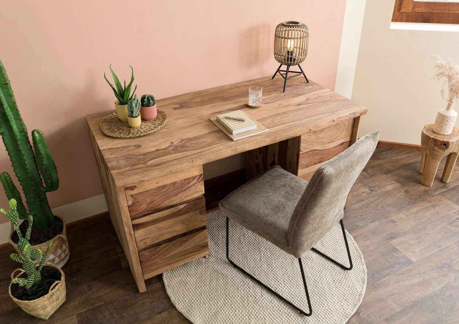 PURE SHEESHAM #210 Bureau En Sheesham - Laqué-sablé/naturel 150x75x78 2 PURE SHEESHAM #210 Bureau En Sheesham - Laqué-sablé/naturel 150x75x78 – Image 2