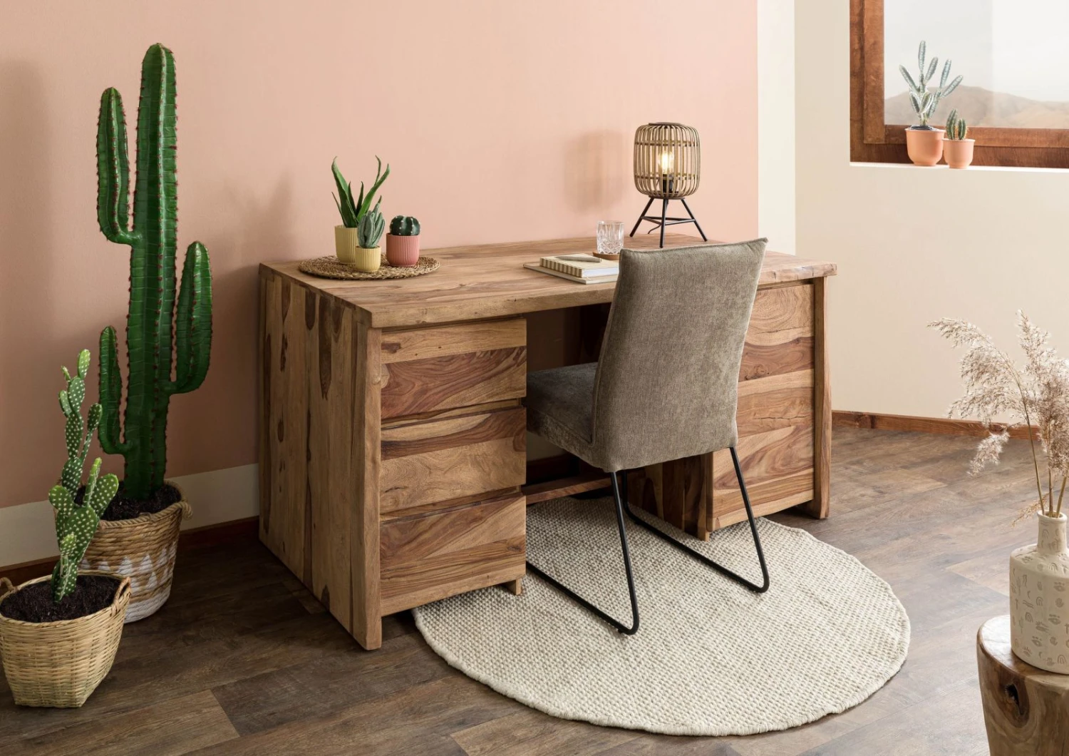 PURE SHEESHAM #210 Bureau En Sheesham - Laqué-sablé/naturel 150x75x78 3 PURE SHEESHAM #210 Bureau En Sheesham - Laqué-sablé/naturel 150x75x78 – Image 3