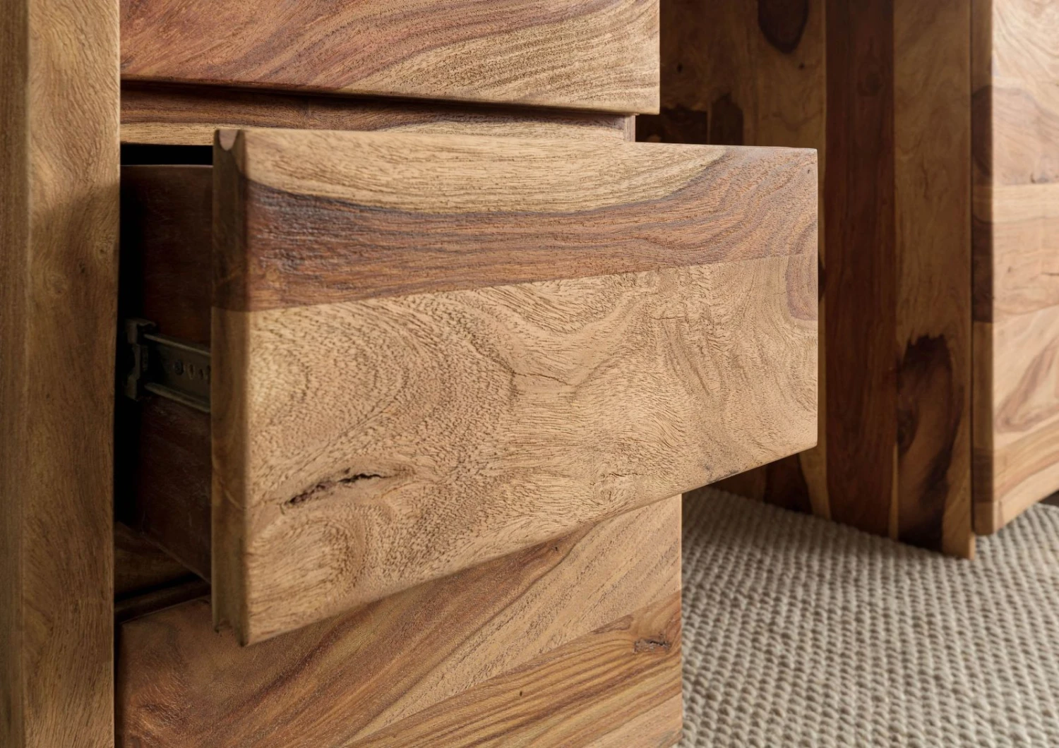 PURE SHEESHAM #210 Bureau En Sheesham - Laqué-sablé/naturel 150x75x78 7 PURE SHEESHAM #210 Bureau En Sheesham - Laqué-sablé/naturel 150x75x78 – Image 7