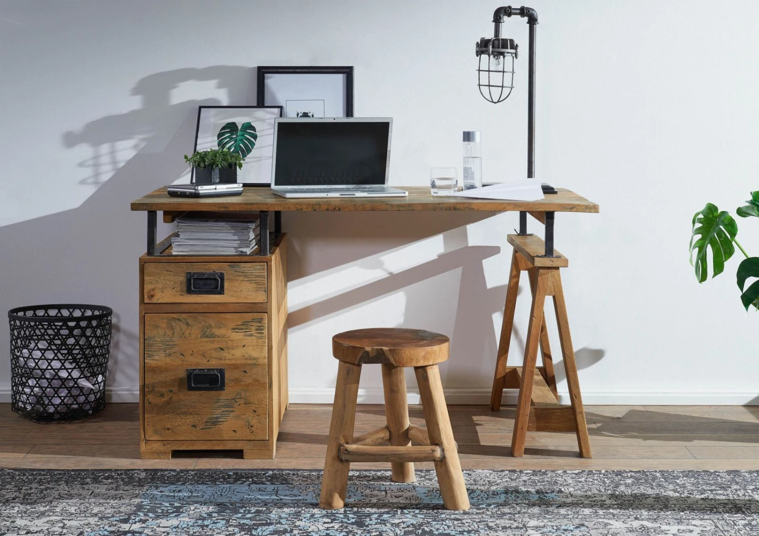 Bureau 140x78 Manguier Laqué Bois Naturel RAILWAY #129 2 Bureau 140x78 Manguier Laqué Bois Naturel RAILWAY #129 – Image 2