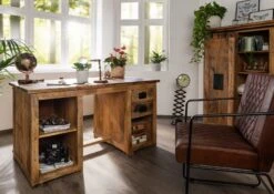 Bureau 140x80 Manguier Laqué Bois Naturel RAILWAY #161