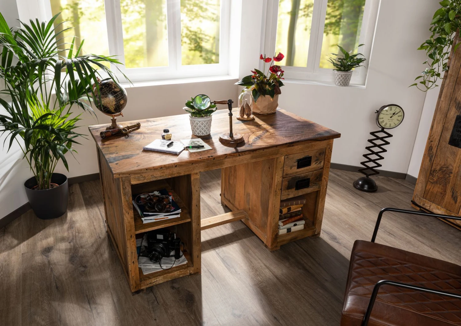 Bureau 140x80 Manguier Laqué Bois Naturel RAILWAY #161 2 Bureau 140x80 Manguier Laqué Bois Naturel RAILWAY #161 – Image 2