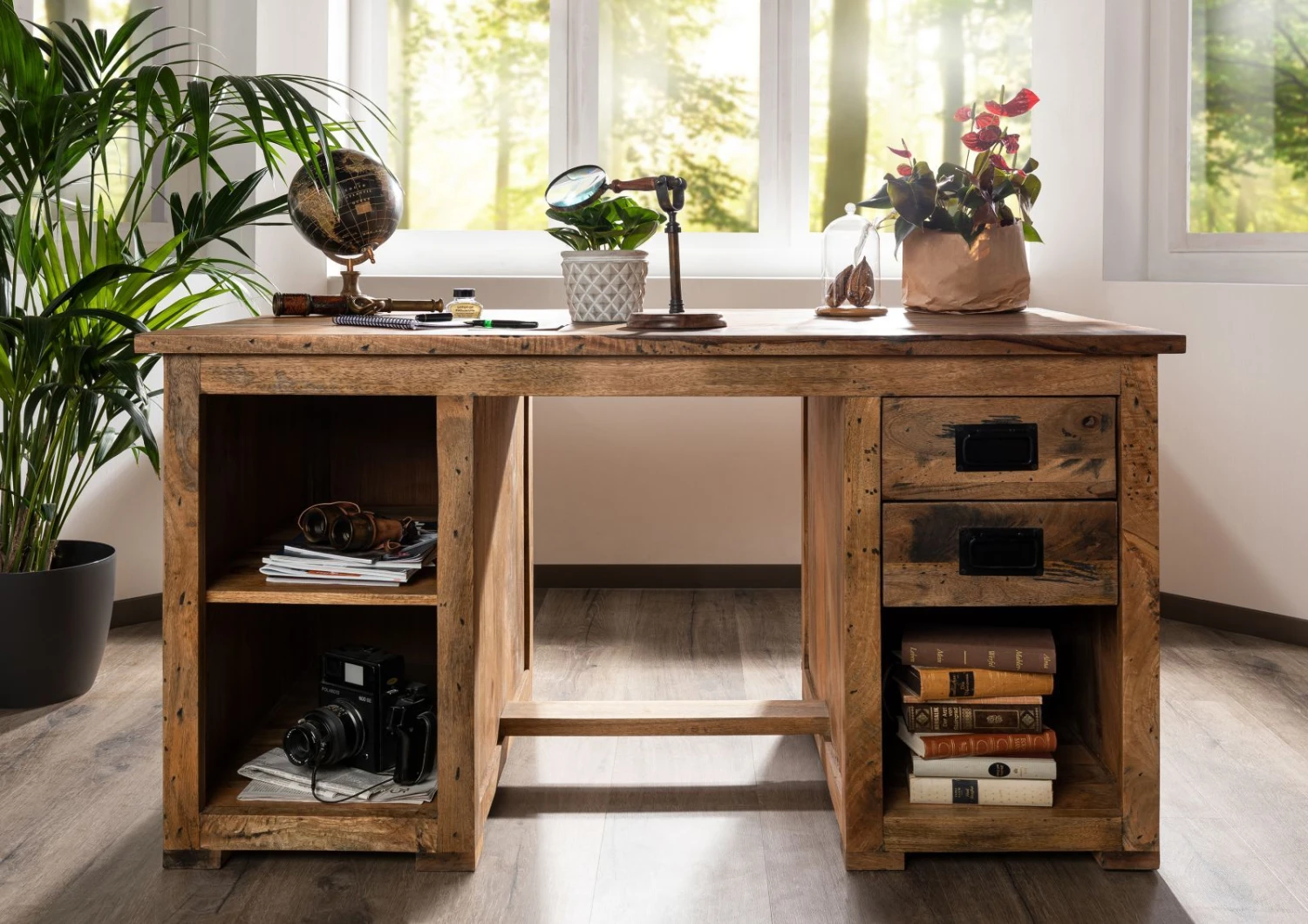 Bureau 140x80 Manguier Laqué Bois Naturel RAILWAY #161 3 Bureau 140x80 Manguier Laqué Bois Naturel RAILWAY #161 – Image 3