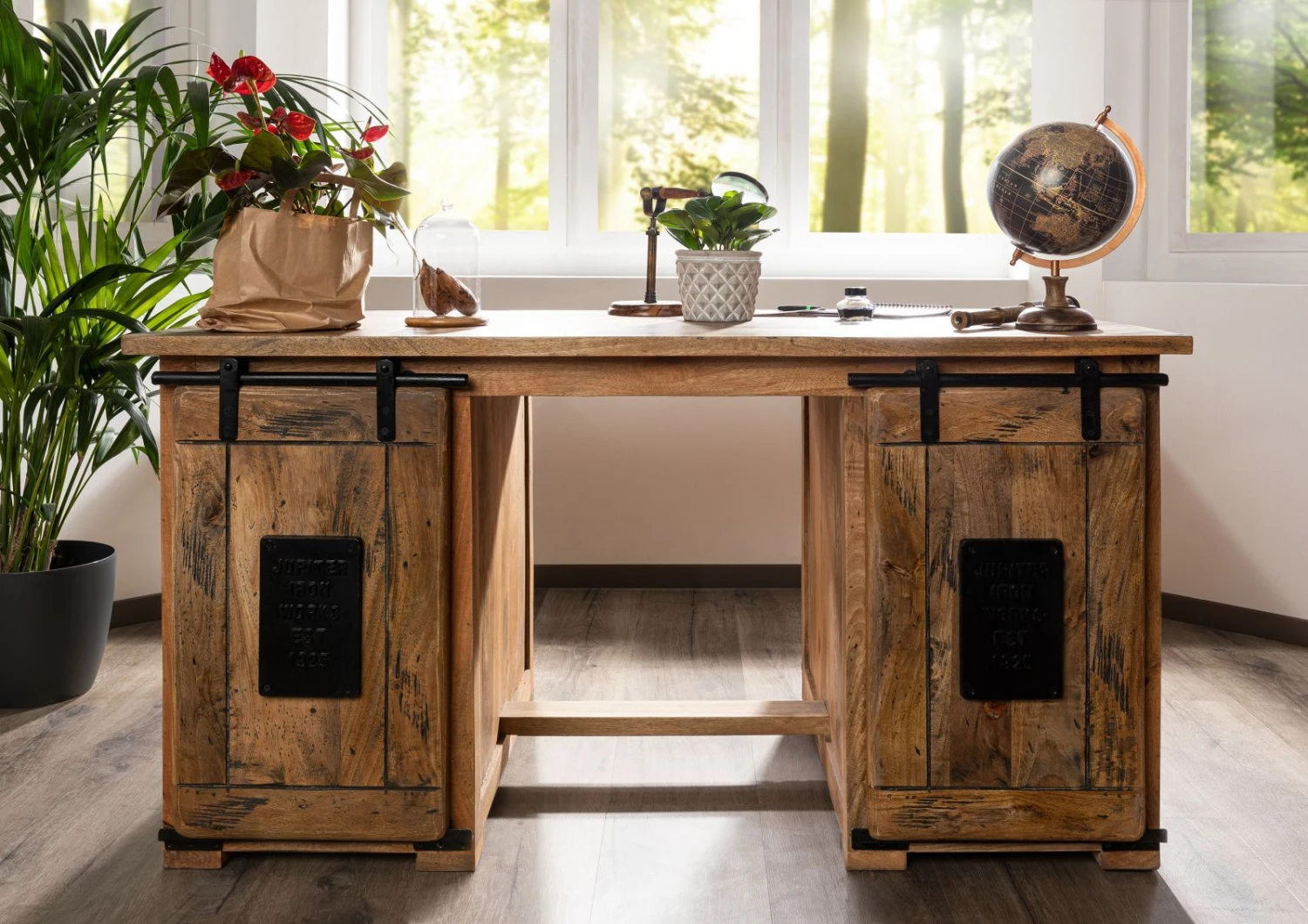 Bureau 140x80 Manguier Laqué Bois Naturel RAILWAY #161 4 Bureau 140x80 Manguier Laqué Bois Naturel RAILWAY #161 – Image 4