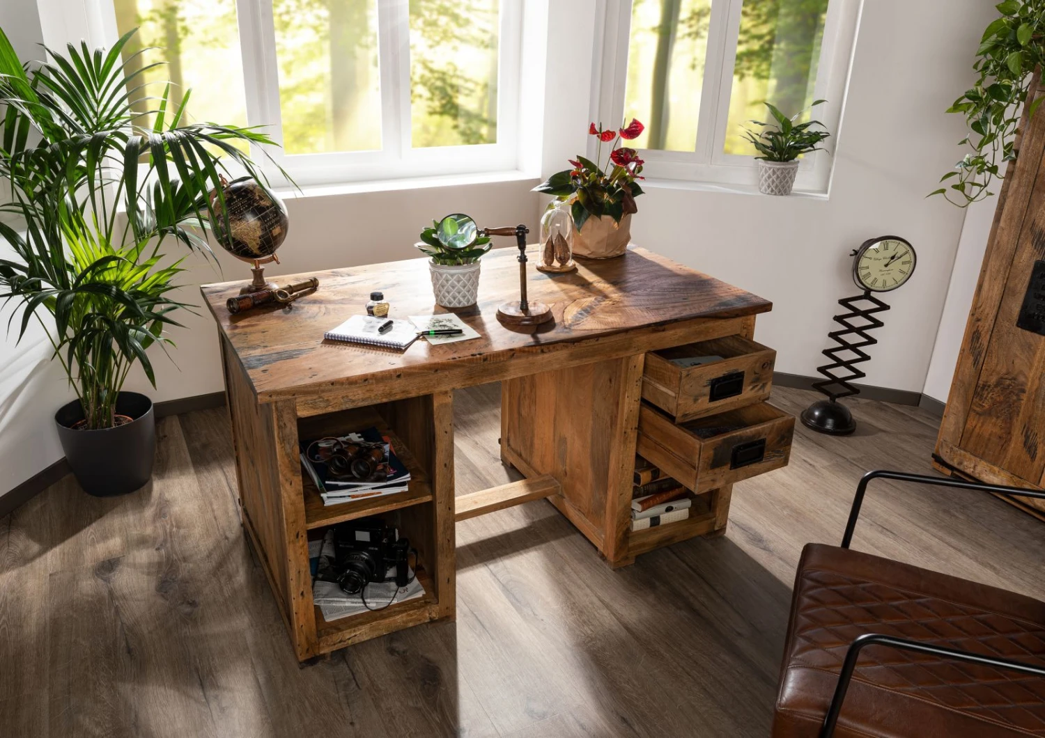 Bureau 140x80 Manguier Laqué Bois Naturel RAILWAY #161 5 Bureau 140x80 Manguier Laqué Bois Naturel RAILWAY #161 – Image 5