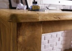 Bureau En Bois De Manguier Laqué Brun Clair RAILWAY #1004 -Massivmoebel24 09 360 772 0104 07