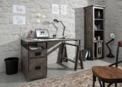 Bureau 140x78 Manguier Laqué Gris RAILWAY #229