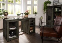 Bureau 140x80 Manguier Laqué Gris RAILWAY #261