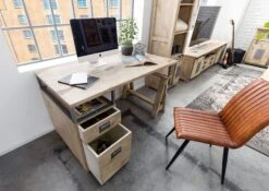 Bureau 140x78 Manguier Laqué Blanchi RAILWAY #329 -Massivmoebel24 09 360 772 2025 4