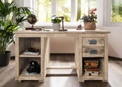 Bureau 140x80 Manguier Laqué Whitewash RAILWAY #361 11 Bureau 140x80 Manguier Laqué Whitewash RAILWAY #361 -Massivmoebel24 09 360 772 2061 3