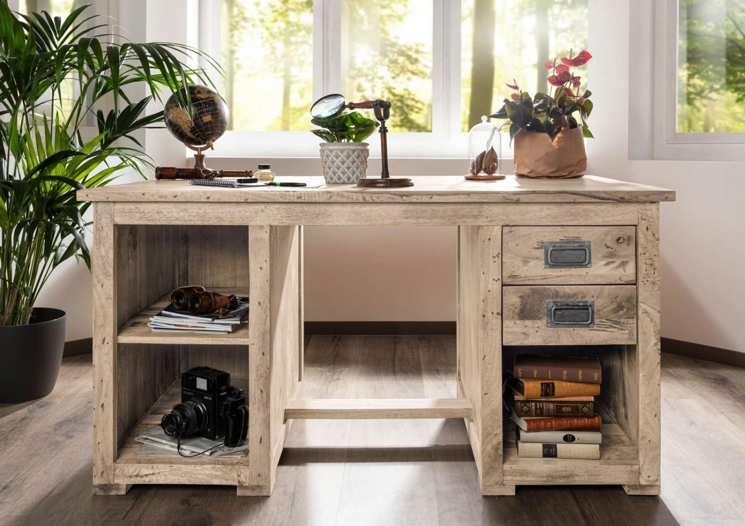 Bureau 140x80 Manguier Laqué Whitewash RAILWAY #361 3 Bureau 140x80 Manguier Laqué Whitewash RAILWAY #361 – Image 3