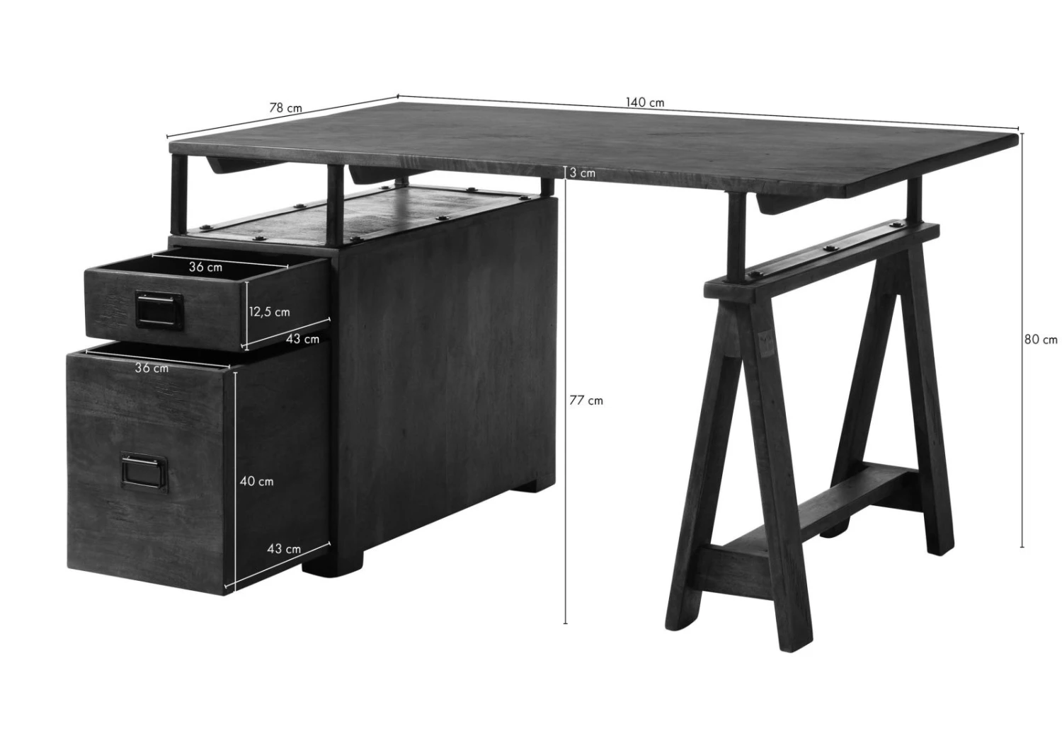 Bureau 140x78 Manguier Laqué Bois Naturel RAILWAY #129 6 Bureau 140x78 Manguier Laqué Bois Naturel RAILWAY #129 – Image 6