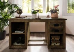 Bureau En Bois De Manguier Huilé RAILWAY #461 -Massivmoebel24 09 360 772 3061 03