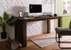 Bureau En Bois De Manguier Laqué Marron RAILWAY #3004