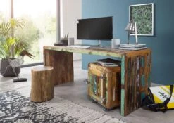 Bureau 170x65 Bois De Récupération Laqué Multicolore FREEZY #40