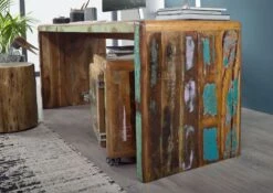 Bureau 170x65 Bois De Récupération Laqué Multicolore FREEZY #40 -Massivmoebel24 09 360 803 1030 4