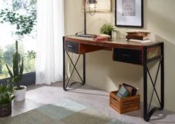 Bureau 135x50 Bois De Récupération Laqué Multicolore INDUSTRIAL #43