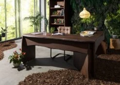 Bureau D'angle 185x163 Acacia Laqué Brun PURE ACACIA #849