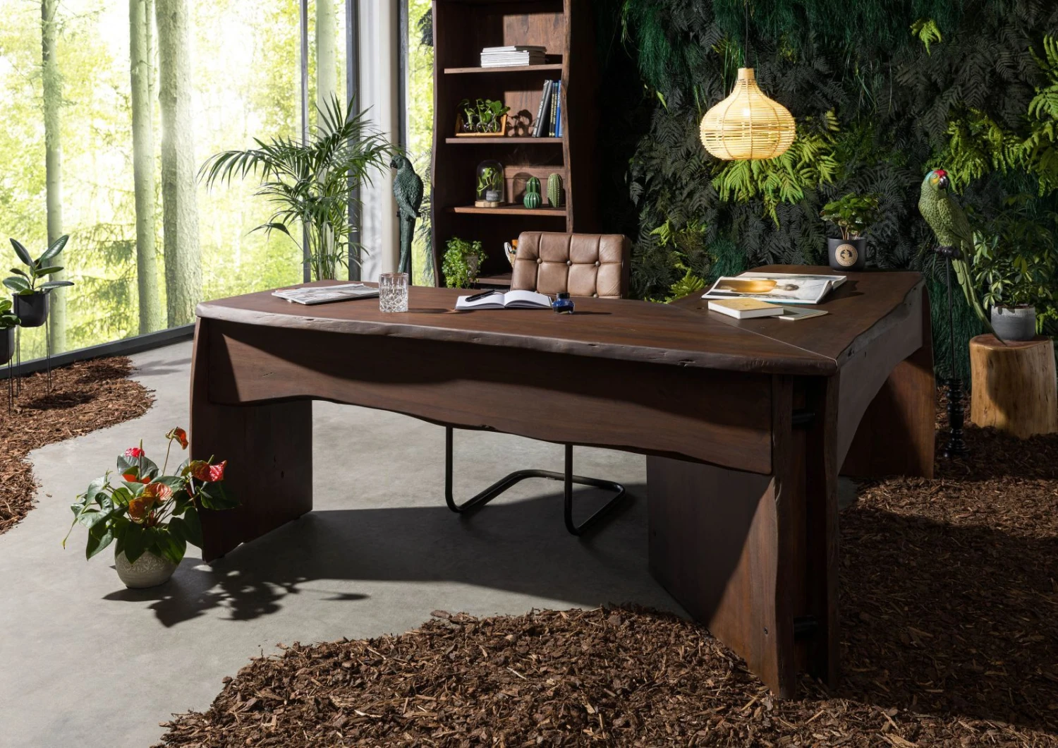 Bureau D'angle 185x163 Acacia Laqué Brun PURE ACACIA #849 1 Bureau D'angle 185x163 Acacia Laqué Brun PURE ACACIA #849