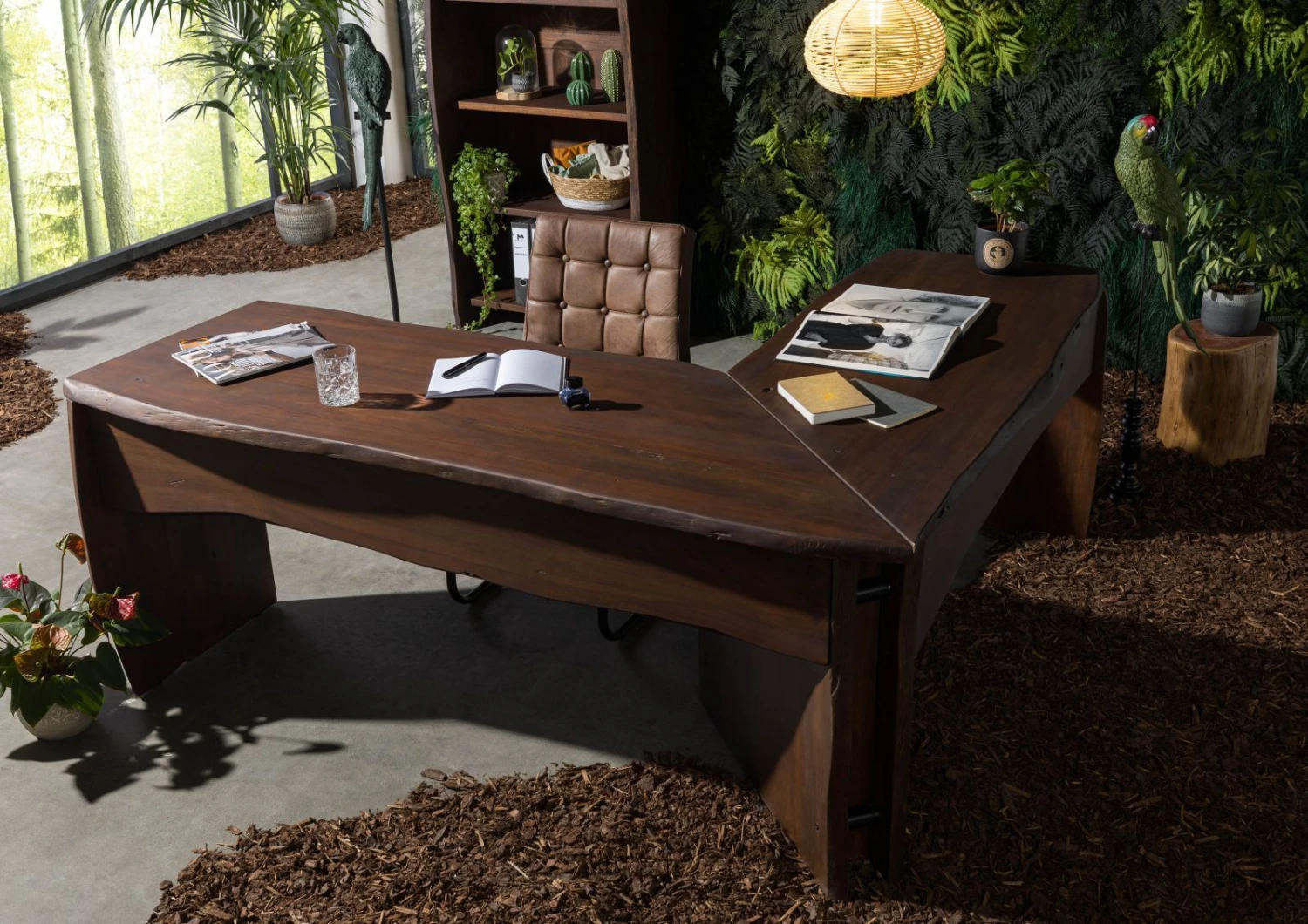 Bureau D'angle 185x163 Acacia Laqué Brun PURE ACACIA #849 2 Bureau D'angle 185x163 Acacia Laqué Brun PURE ACACIA #849 – Image 2