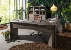 Bureau D'angle 185x163 Acacia Laqué Gris Taupe PURE ACACIA #949